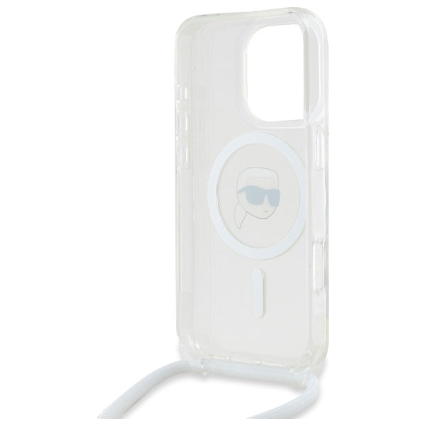 Husa MagSafe pentru Apple iPhone 16 Pro, Karl Lagerfeld, IML Crossbody Karl's Head, Transparenta