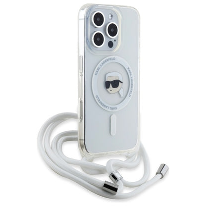 Husa MagSafe pentru Apple iPhone 16 Pro, Karl Lagerfeld, IML Crossbody Karl's Head, Transparenta