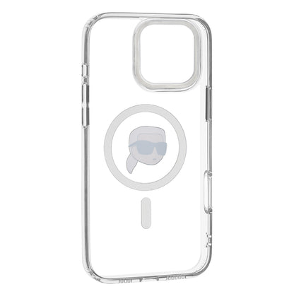 Husa MagSafe pentru Apple iPhone 16 Pro, Karl Lagerfeld, IML Metal Karl's Head, Alba