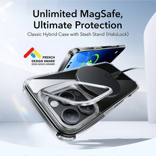 Husa MagSafe pentru Apple iPhone 16 Pro Max, ESR, Classic Hybrid Kickstand, Transparenta