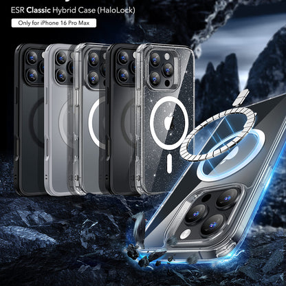Husa MagSafe pentru Apple iPhone 16 Pro Max, ESR, Classic Hybrid, Neagra Transparenta
