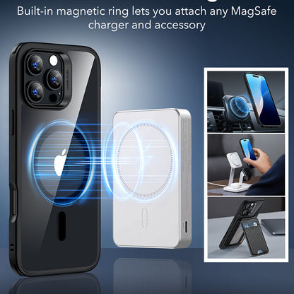 Husa MagSafe pentru Apple iPhone 16 Pro Max, ESR, Classic Hybrid, Neagra Transparenta