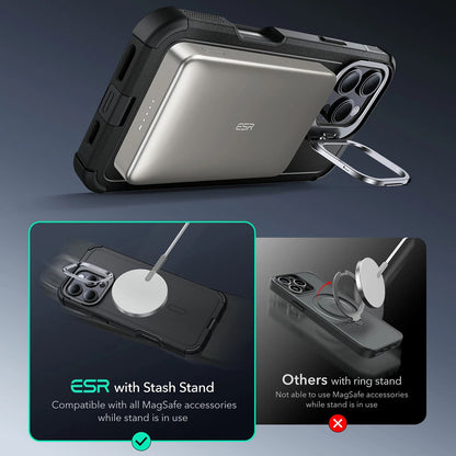 Husa MagSafe pentru Apple iPhone 16 Pro Max, ESR, Cyber Armor Kickstand, Neagra