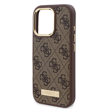 Husa MagSafe pentru Apple iPhone 16 Pro Max, Guess, 4G Logo Plate, Roz