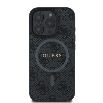 Husa MagSafe pentru Apple iPhone 16 Pro Max, Guess, 4G Ring Classic Logo, Neagra