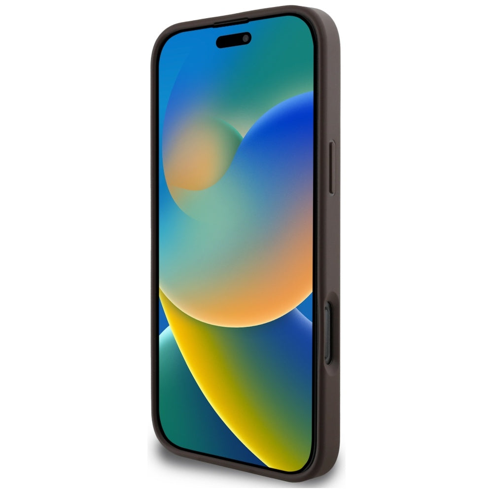 Husa MagSafe pentru Apple iPhone 16 Pro Max, Guess, Cardslot 4G Stripes , Maro