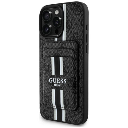 Husa MagSafe pentru Apple iPhone 16 Pro Max, Guess, Cardslot 4G Stripes , Neagra
