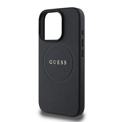 Husa MagSafe pentru Apple iPhone 16 Pro Max, Guess, Grained Gold Ring, Neagra