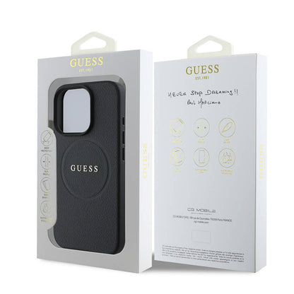 Husa MagSafe pentru Apple iPhone 16 Pro Max, Guess, Grained Gold Ring, Neagra