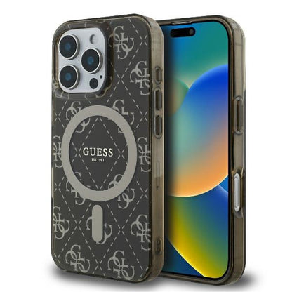 Husa MagSafe pentru Apple iPhone 16 Pro Max, Guess, IML 4G Background, Maro