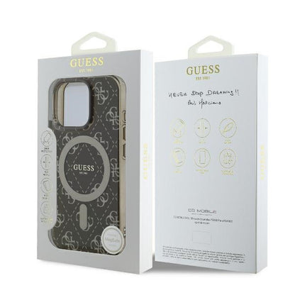 Husa MagSafe pentru Apple iPhone 16 Pro Max, Guess, IML 4G Background, Maro