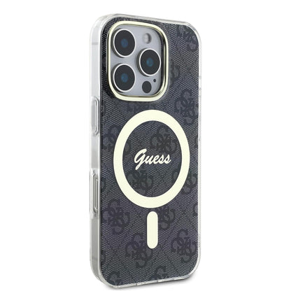 Husa MagSafe pentru Apple iPhone 16 Pro Max, Guess, IML 4G, Neagra