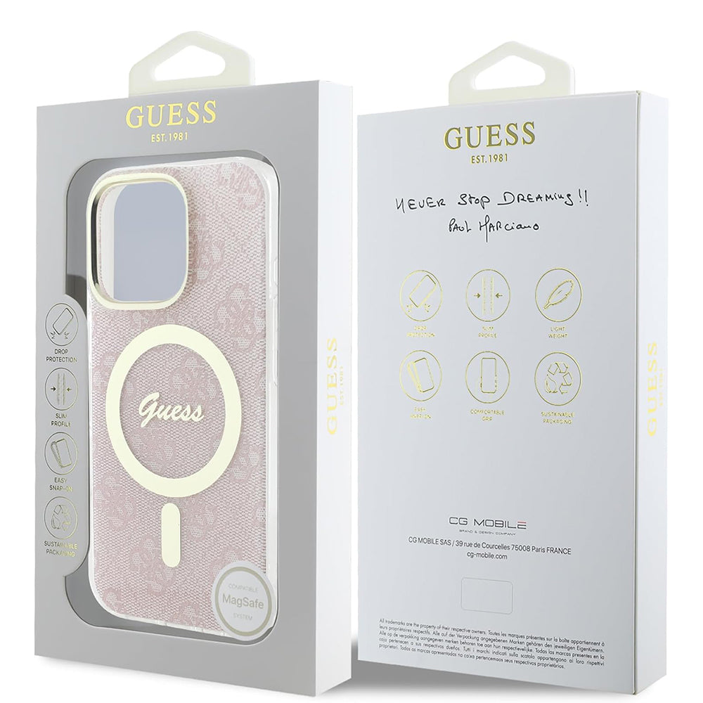 Husa MagSafe pentru Apple iPhone 16 Pro Max, Guess, IML 4G, Roz