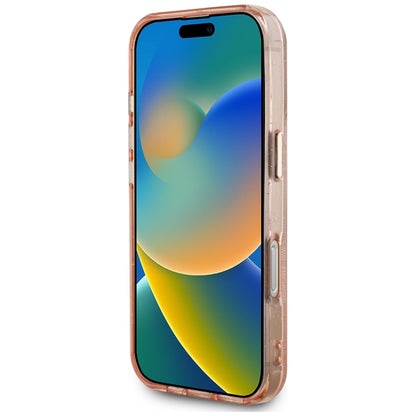 Husa MagSafe pentru Apple iPhone 16 Pro Max, Guess, IML Glitter 4G Circle Triangle, Roz