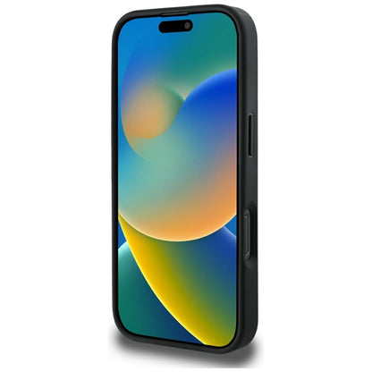 Husa MagSafe pentru Apple iPhone 16 Pro Max, Guess, Peony Grained Hot Stamp Triangle, Neagra