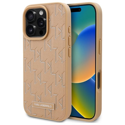 Husa MagSafe pentru Apple iPhone 16 Pro Max, Karl Lagerfeld, Hot Stamp, Bej