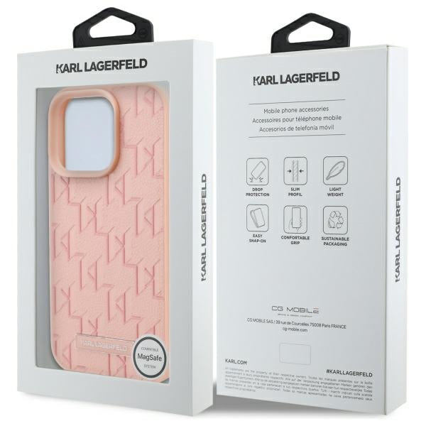 Husa MagSafe pentru Apple iPhone 16 Pro Max, Karl Lagerfeld, Hot Stamp, Roz