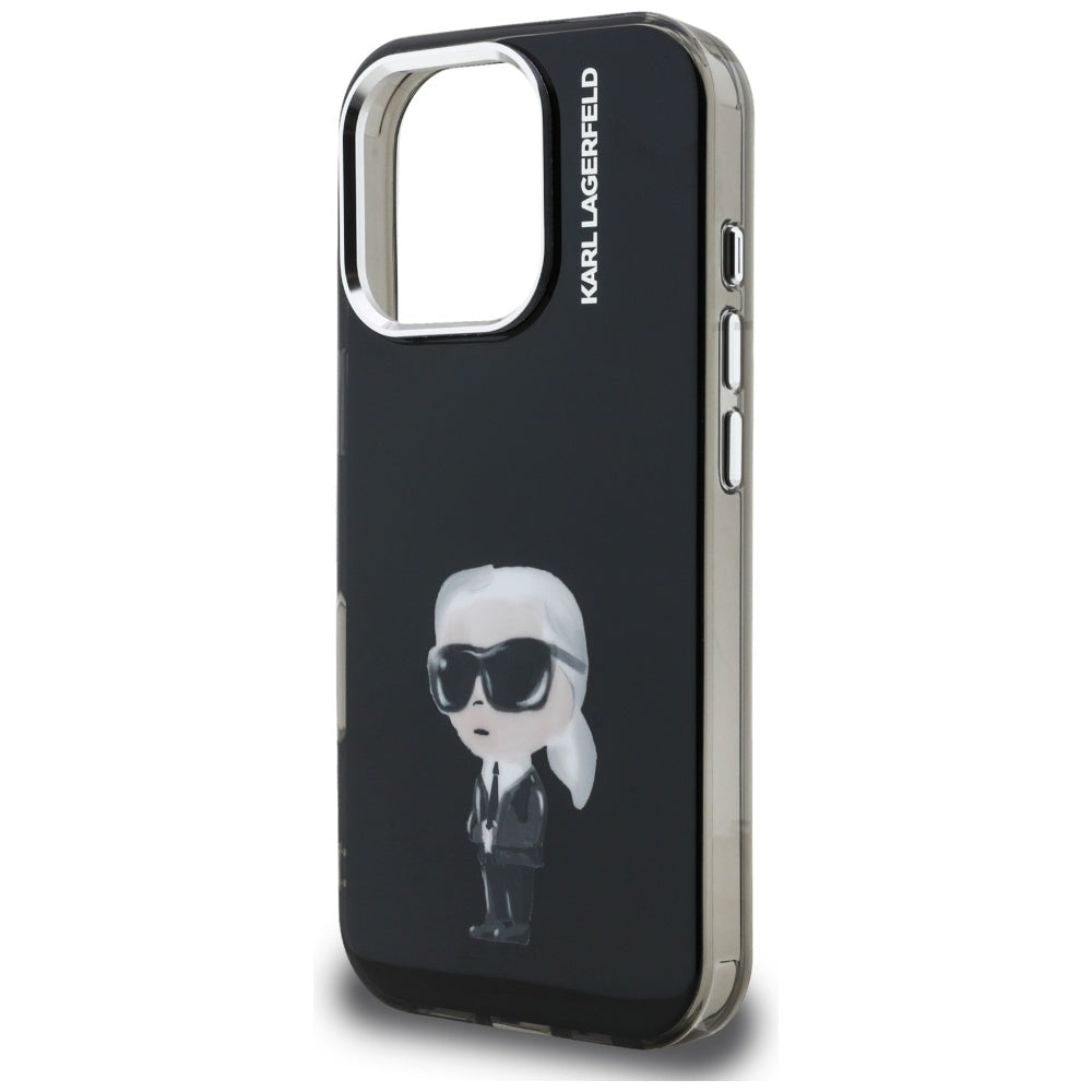 Husa MagSafe pentru Apple iPhone 16 Pro Max, Karl Lagerfeld, IML Aquarelle Logo Karl, Neagra