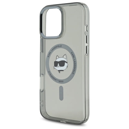 Husa MagSafe pentru Apple iPhone 16 Pro Max, Karl Lagerfeld, IML Metal Choupette's Head, Neagra