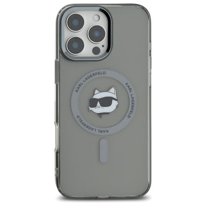 Husa MagSafe pentru Apple iPhone 16 Pro Max, Karl Lagerfeld, IML Metal Choupette's Head, Neagra