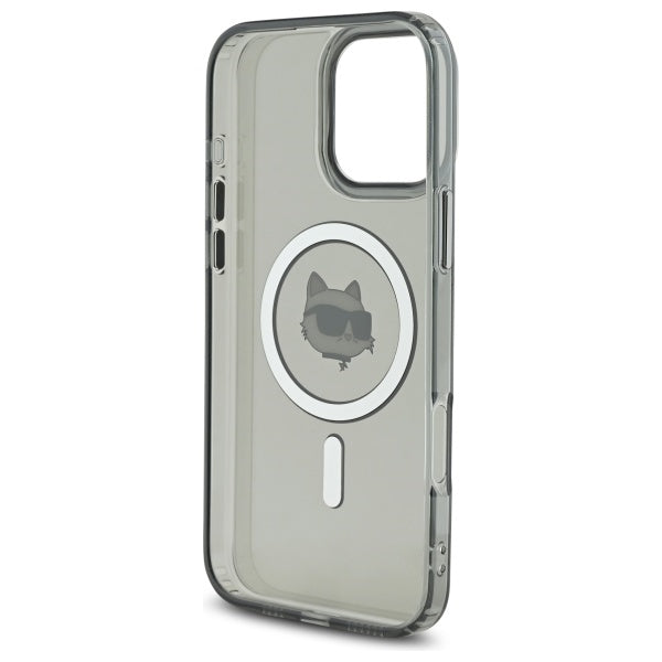 Husa MagSafe pentru Apple iPhone 16 Pro Max, Karl Lagerfeld, IML Metal Choupette's Head, Neagra