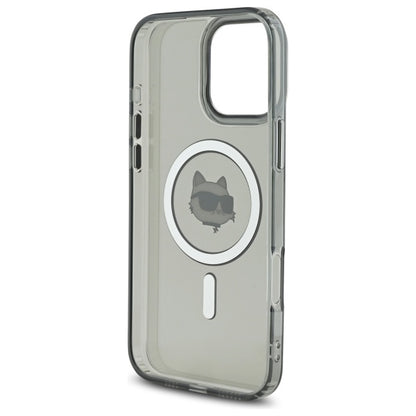Husa MagSafe pentru Apple iPhone 16 Pro Max, Karl Lagerfeld, IML Metal Choupette's Head, Neagra