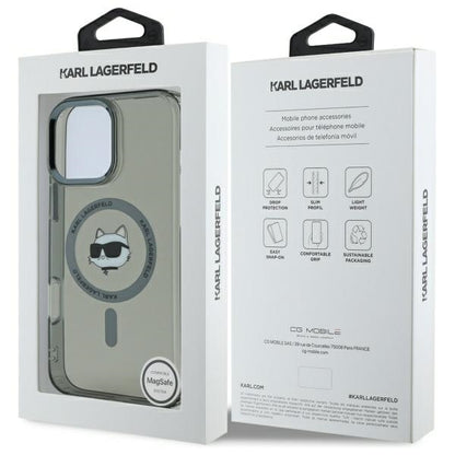Husa MagSafe pentru Apple iPhone 16 Pro Max, Karl Lagerfeld, IML Metal Choupette's Head, Neagra