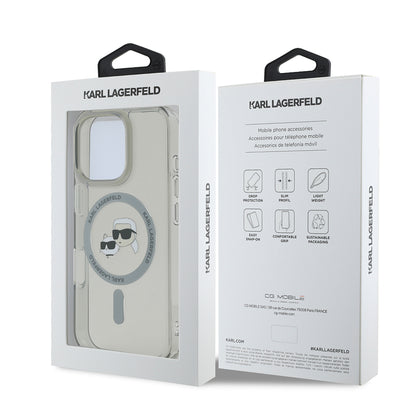 Husa MagSafe pentru Apple iPhone 16 Pro Max, Karl Lagerfeld, IML Metal Karl & Choupette's Heads, Neagra