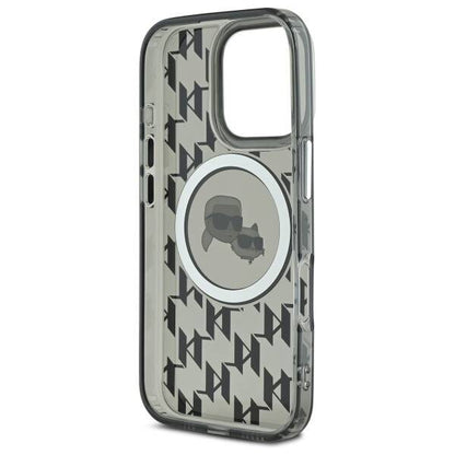 Husa MagSafe pentru Apple iPhone 16 Pro Max, Karl Lagerfeld, IML Monogram Karl & Choupette's Heads, Neagra