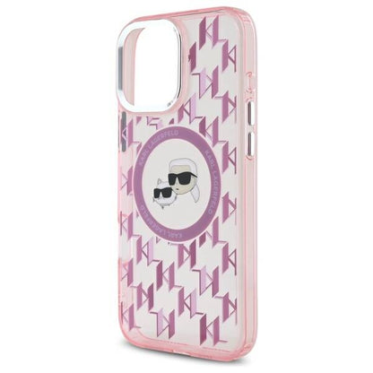 Husa MagSafe pentru Apple iPhone 16 Pro Max, Karl Lagerfeld, IML Monogram Karl & Choupette's Heads, Roz