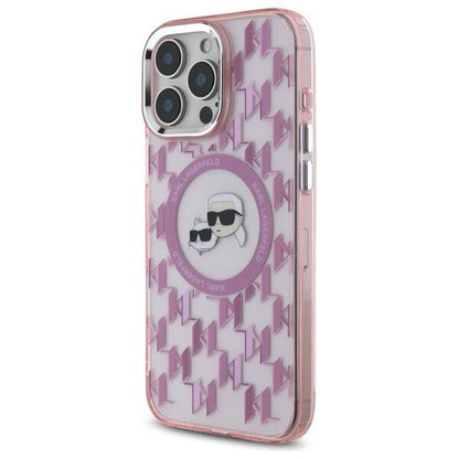 Husa MagSafe pentru Apple iPhone 16 Pro Max, Karl Lagerfeld, IML Monogram Karl & Choupette's Heads, Roz