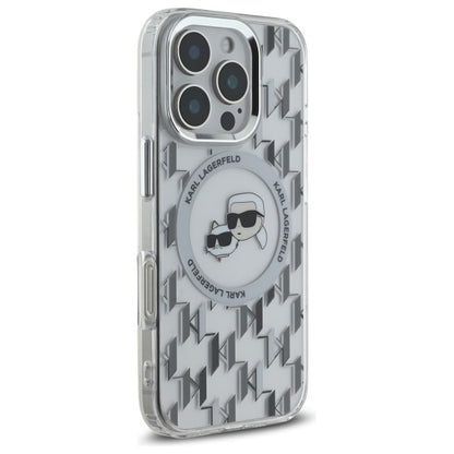Husa MagSafe pentru Apple iPhone 16 Pro Max, Karl Lagerfeld, IML Monogram Karl & Choupette's Heads, Transparenta