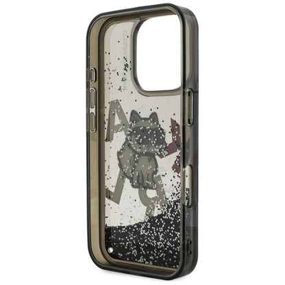 Husa MagSafe pentru Apple iPhone 16 Pro Max, Karl Lagerfeld, Liquid Glitter Choupette Logo, Neagra