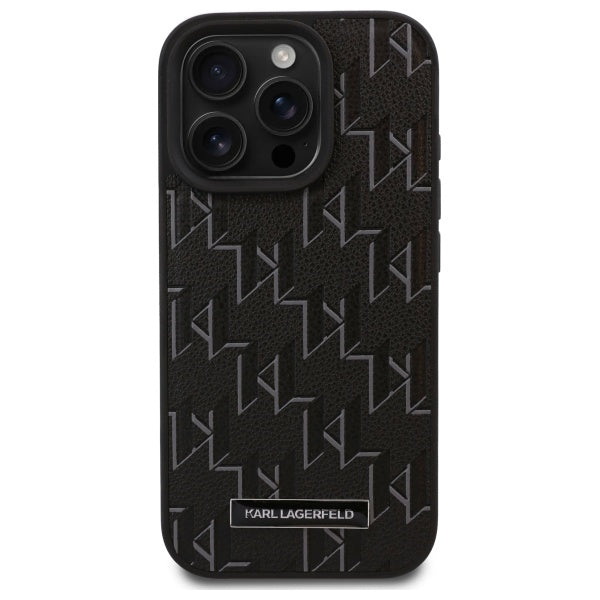 Husa MagSafe pentru Apple iPhone 16 Pro Max, Karl Lagerfeld, Monogram Metal Logo, Neagra