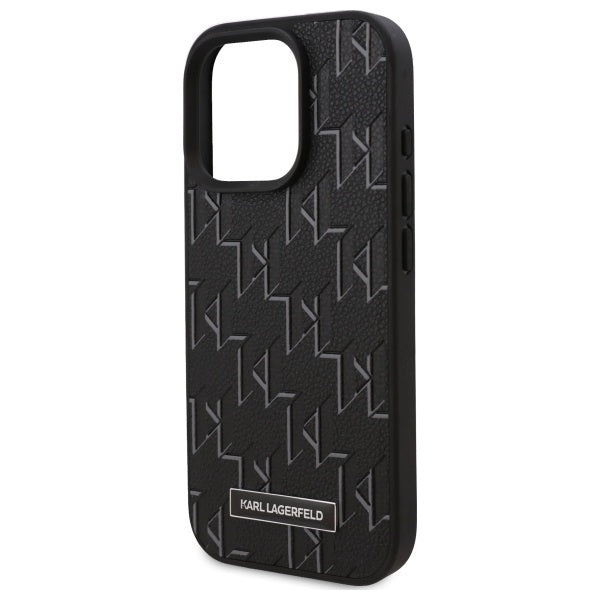Husa MagSafe pentru Apple iPhone 16 Pro Max, Karl Lagerfeld, Monogram Metal Logo, Neagra