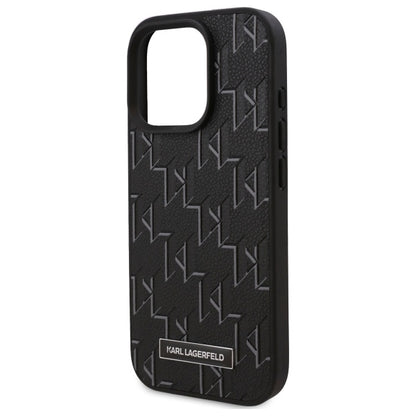 Husa MagSafe pentru Apple iPhone 16 Pro Max, Karl Lagerfeld, Monogram Metal Logo, Neagra