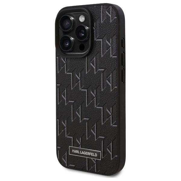 Husa MagSafe pentru Apple iPhone 16 Pro Max, Karl Lagerfeld, Monogram Metal Logo, Neagra