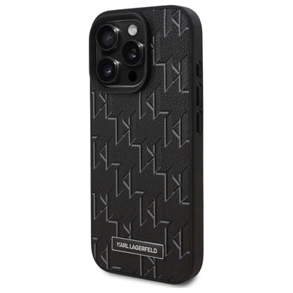 Husa MagSafe pentru Apple iPhone 16 Pro Max, Karl Lagerfeld, Monogram Metal Logo, Neagra