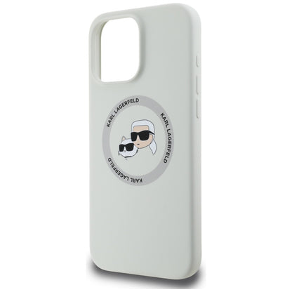 Husa MagSafe pentru Apple iPhone 16 Pro Max, Karl Lagerfeld, Silicone Karl & Choupette's Heads, Bej