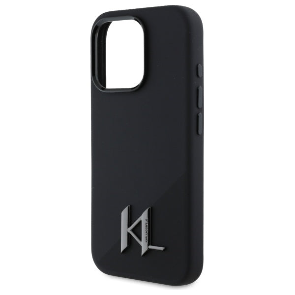 Husa MagSafe pentru Apple iPhone 16 Pro Max, Karl Lagerfeld, Silicone Shadow Metal Initial, Neagra