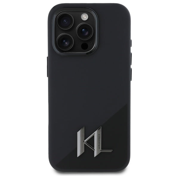 Husa MagSafe pentru Apple iPhone 16 Pro Max, Karl Lagerfeld, Silicone Shadow Metal Initial, Neagra