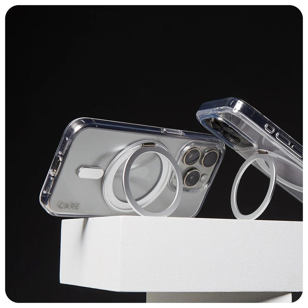 Husa MagSafe pentru Apple iPhone 16 Pro Max, PanzerGlass, Care Feature Kickstand, Transparenta Argintie