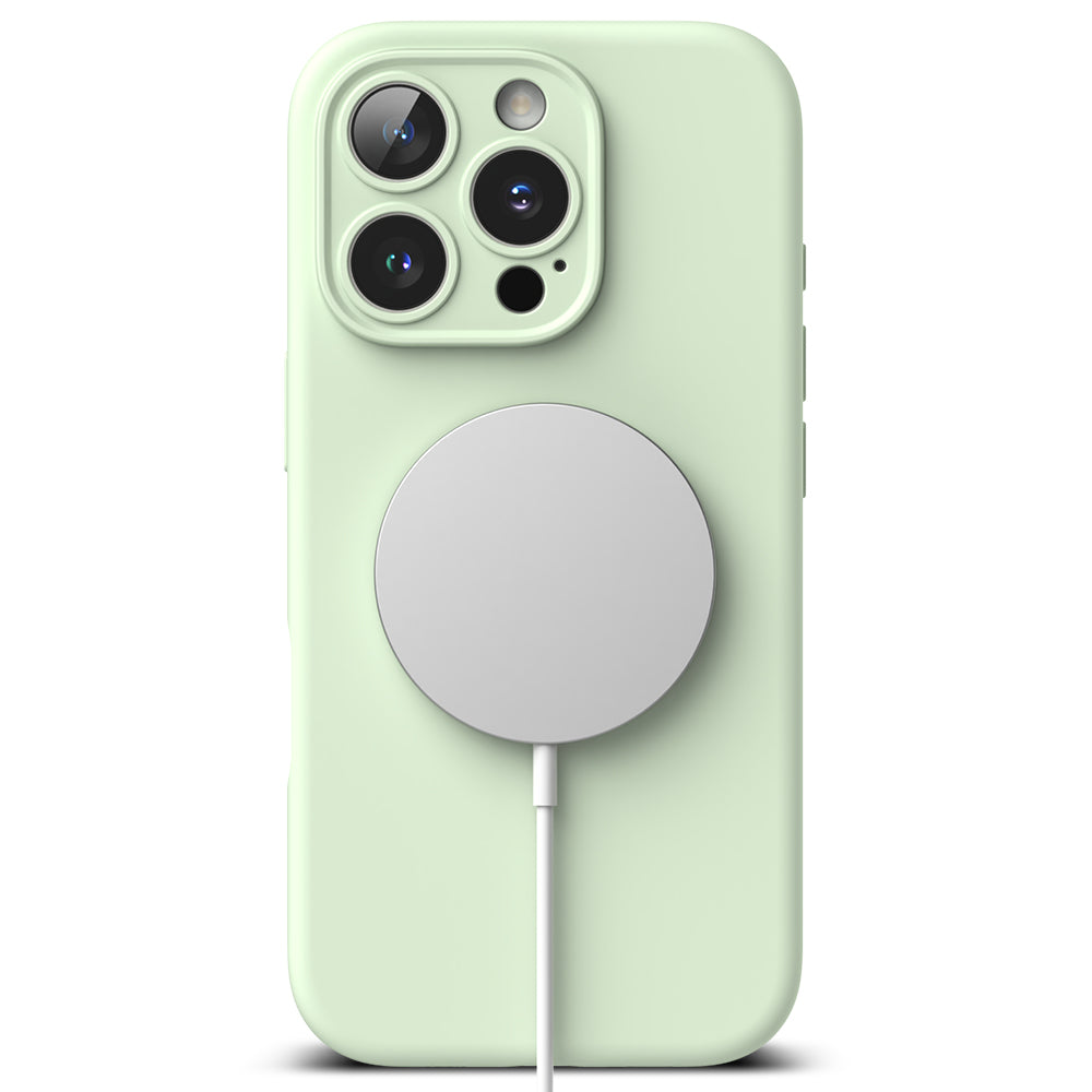 Husa MagSafe pentru Apple iPhone 16 Pro Max, Ringke, Silicone, Verde Deschis