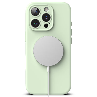 Husa MagSafe pentru Apple iPhone 16 Pro Max, Ringke, Silicone, Verde Deschis