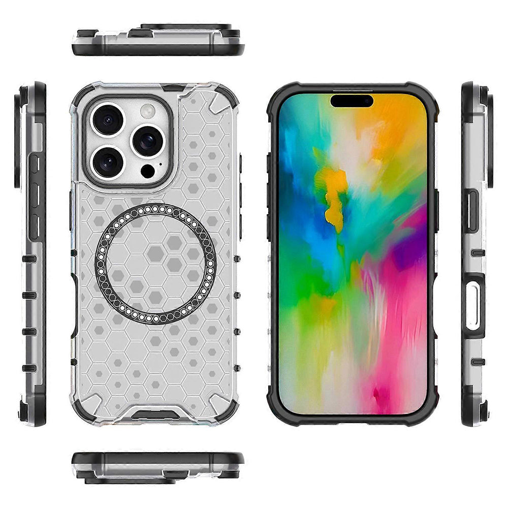 Husa MagSafe pentru Apple iPhone 16 Pro Max, Techsuit, HoneyComb Shield, Alba