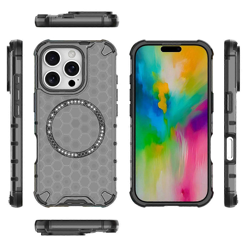 Husa MagSafe pentru Apple iPhone 16 Pro Max, Techsuit, HoneyComb Shield, Neagra