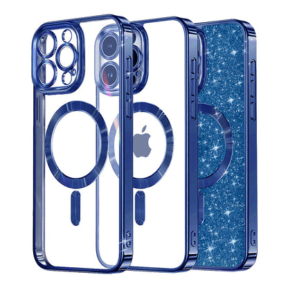 Husa MagSafe pentru Apple iPhone 16 Pro Max, Techsuit, Luxury Glitter, Albastra Inchis