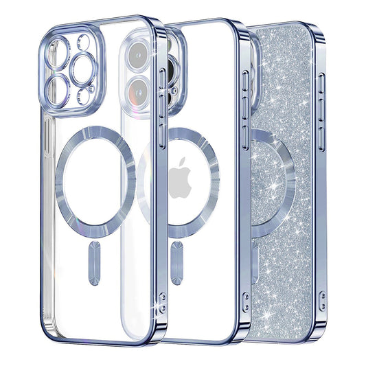 Husa MagSafe pentru Apple iPhone 16 Pro Max, Techsuit, Luxury Glitter, Bleu