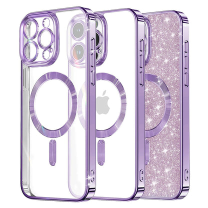 Husa MagSafe pentru Apple iPhone 16 Pro Max, Techsuit, Luxury Glitter, Mov Deschis