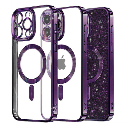 Husa MagSafe pentru Apple iPhone 16 Pro Max, Techsuit, Luxury Glitter, Mov Inchis